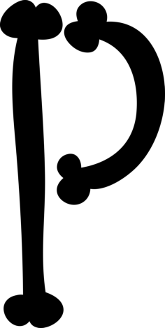 Bones Halloween Typography Filled Shape Of Letter P Sketch Svg Vector, Free Vectors File